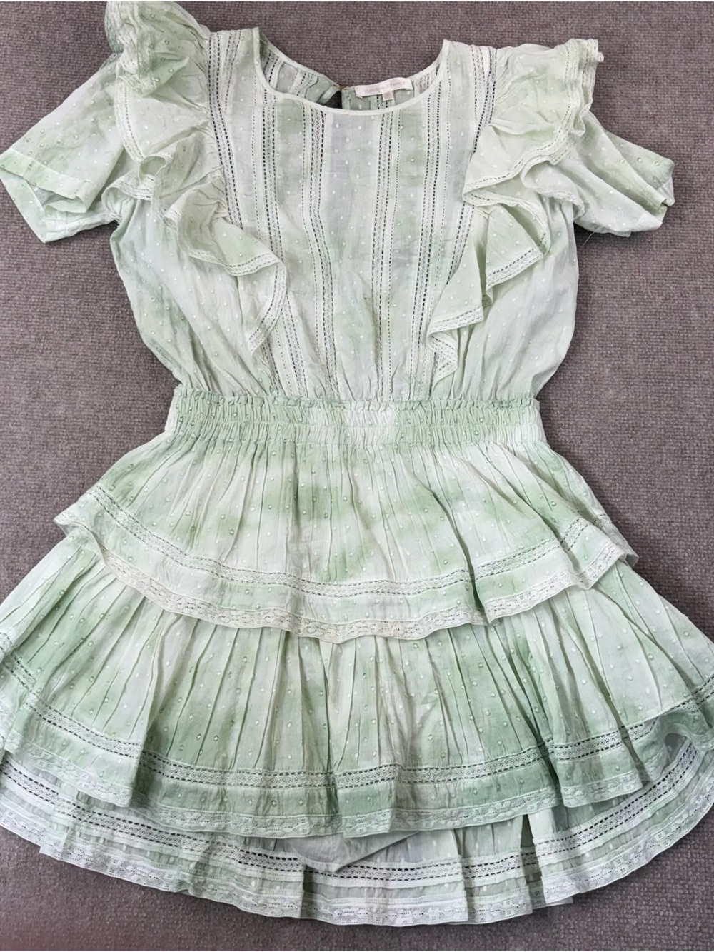 Natasha Moss Light Mint Green Ruffled Tiered Mini Dress